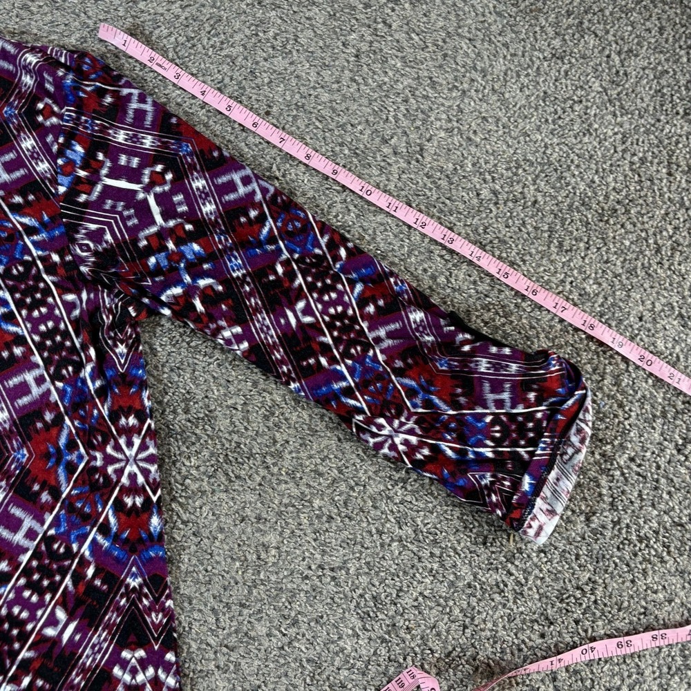 Cable & Gauge Blouse Womens XL Purple Geometric‎ Ikat V-Neck 3/4 Sleeve Boho Top - Picture 6 of 9